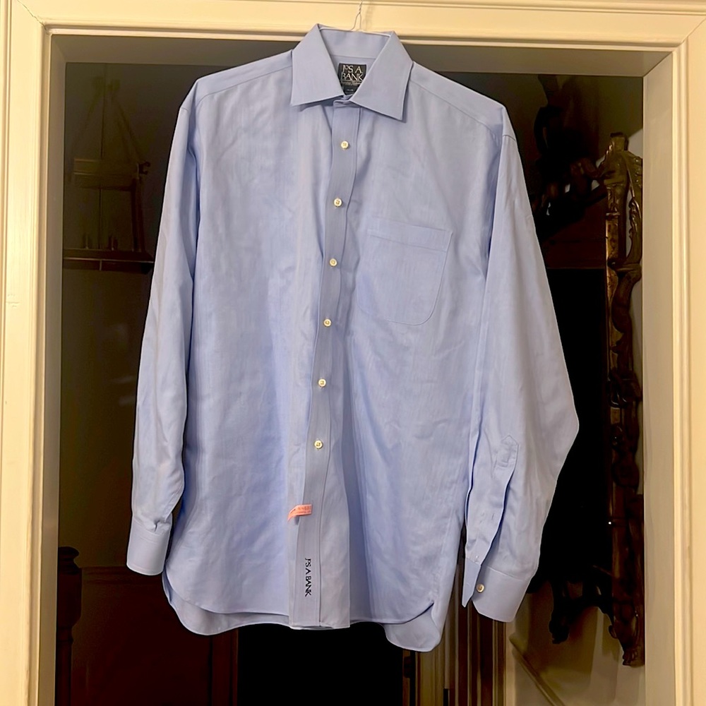 Jos. A. Banks Blue Dress Shirt  15/35 Nice Condition All Cotton